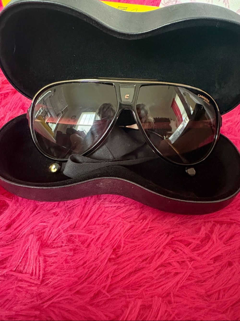 Carrera Black and Gold Aviator Sunglasses for Men